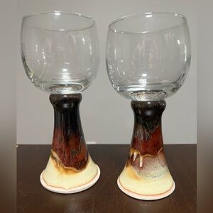Set of 2 Studio Pottery Votive Candle Holders or Glasses